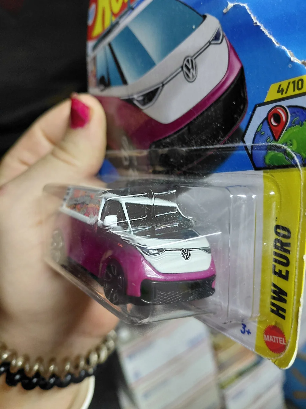 2026 Hot Wheels VW ID. Buzz Bomb in pink and white is part of the HW Euro series